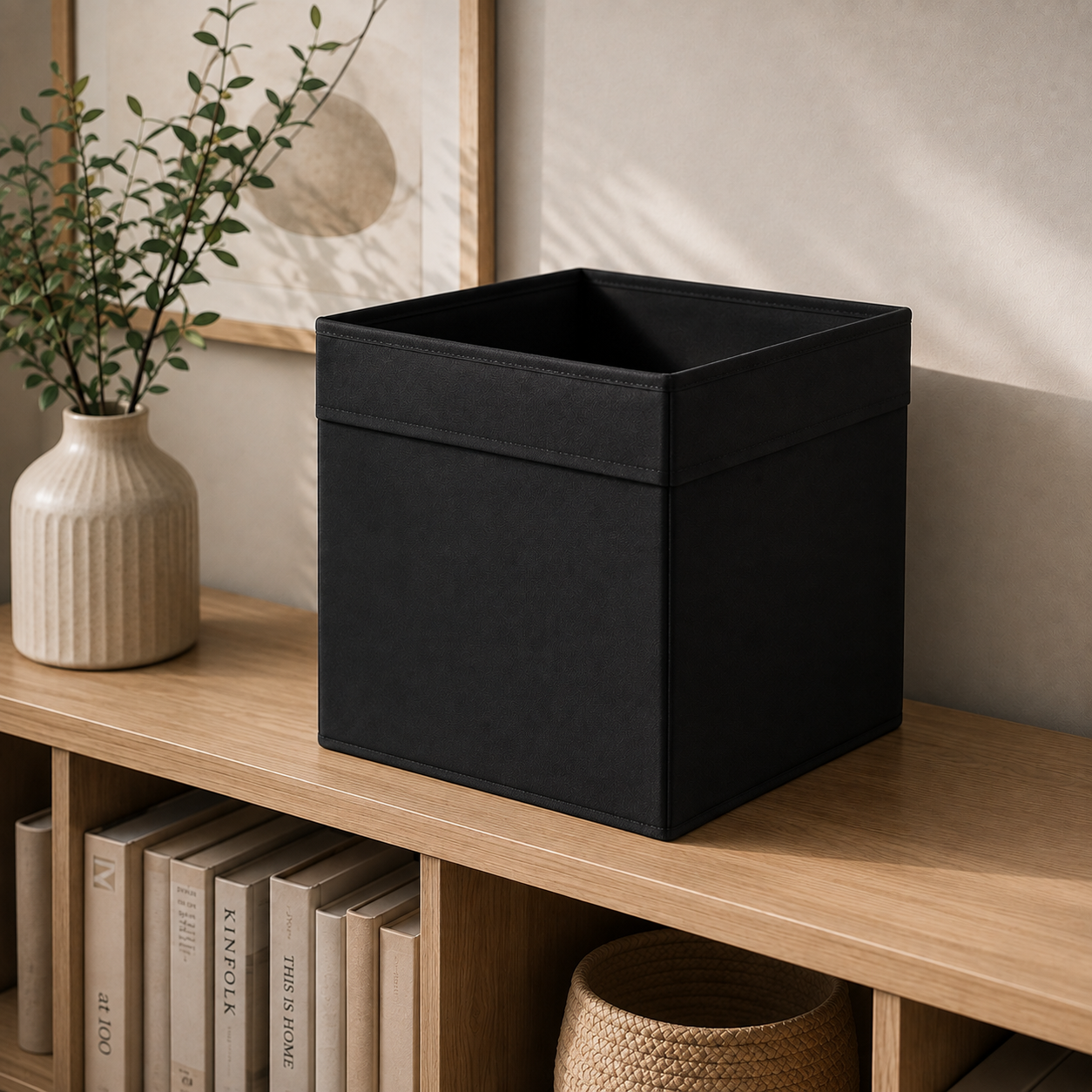 SAHZ Foldable Storage Box Black Pack of 4 – Multipurpose Fabric Cube for Home & Office