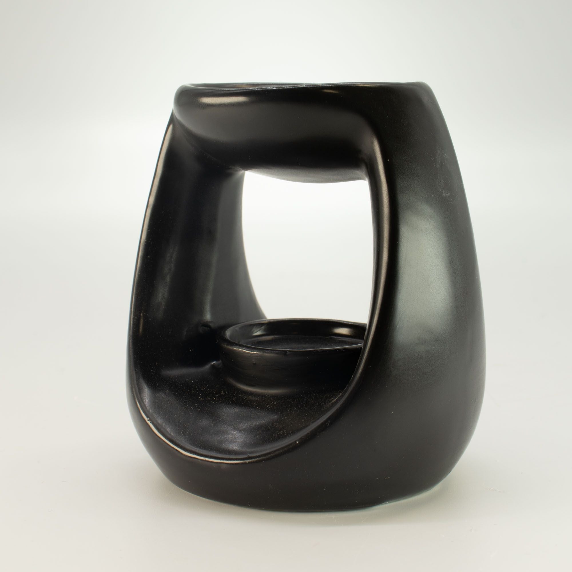 Ceramic Zen Oil Burner - Large Oval Pebble  - Matt Black