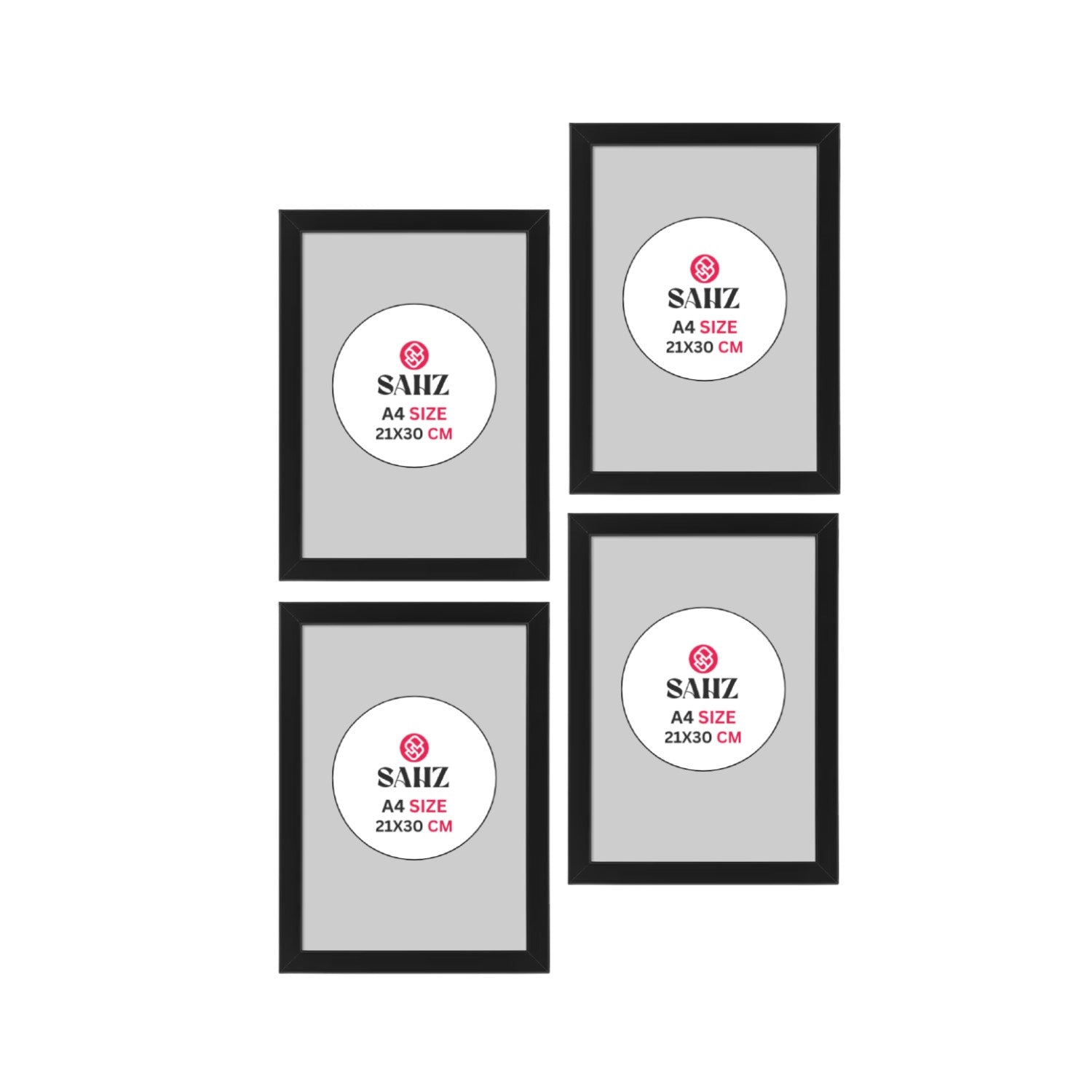Elegant Black Frames 21x30 cm - Pack of 4